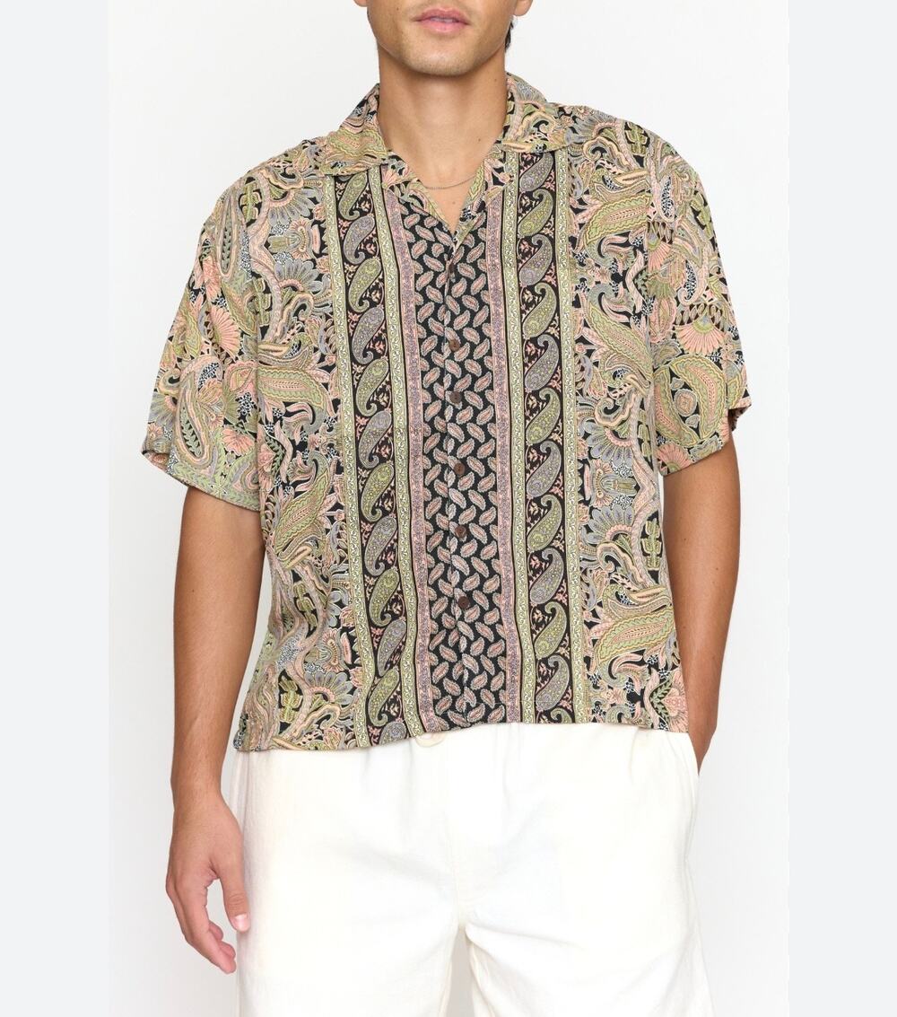 RAGA Man Paisley Button Down Green XXL